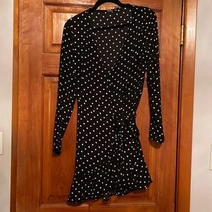 Bershka Black Polka Dot Wrap Dress
